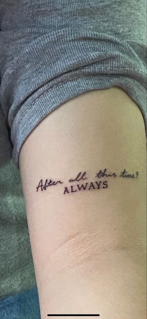 Tattoo Ideas Female Harry Potter, Harry Potter Tattoo Quotes, Hp Tattoo Minimalist, Harry Potter Minimalist Tattoo, After All This Time Always Tattoo, Harry Potter Always Tattoo, Tattoo Ideas Harry Potter, Harry Potter Tattoos Unique, Citation Harry Potter