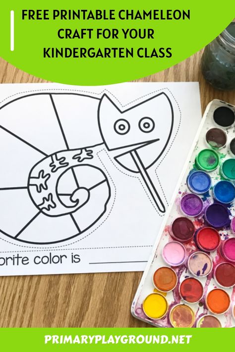 Eric Carle Activities Preschool Crafts, A Color Of His Own Activities Preschool, A Color Of His Own Craft, Eric Carle Preschool Crafts, Eric Carle Activities Preschool Free Printables, A Color Of His Own Activities, Eric Carle Projects, Chameleon Crafts For Kids, Eric Carl Art Activities