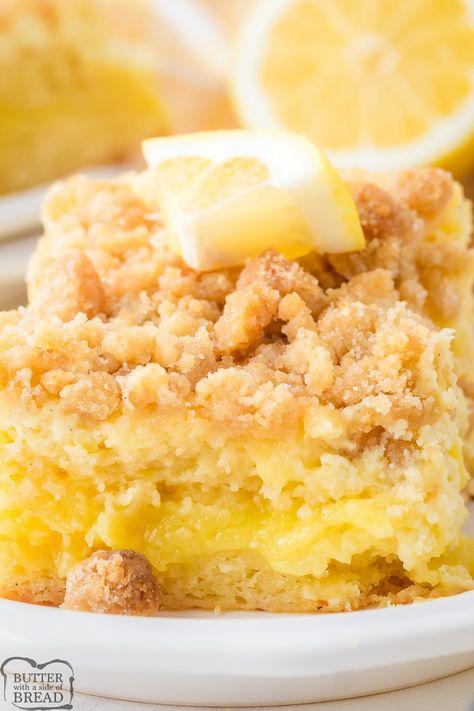 Yellow Cake Mix Crumb Cake, Lemon Crumb Cake Recipe, Lemon Crumb Cake With Lemon Curd, Creamy Lemon Cheesecake Crumb Bars, Blueberry Lemon Coffee Crumb Cake, Lemon Crumb Cake, Lemon Crumble, Italian Cream Soda, Tropical Desserts