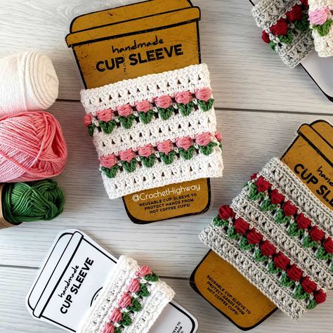 Cup Cozy Crochet, Cup Cozy Crochet Pattern, Small Crochet Gifts, Crochet Mug Cozy, Crochet Cup Cozy, Cup Sleeves, Cozy Crochet Patterns, Crochet Cozy, Crochet Shop