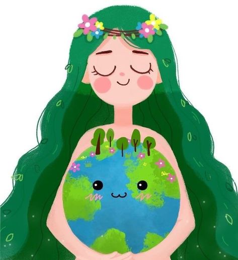 The Earth, A Girl, Green, Hair