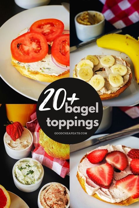 Bagels Toppings Breakfast, Mini Bagels Appetizers, Brunch Bagel Ideas, Lunch Ideas With Bagels, What To Put On Bagels Breakfast, Bagel Recipe Toppings, Breakfast Bagels Healthy, Mini Bagel Recipes Lunch Ideas, Different Ways To Eat Bagels