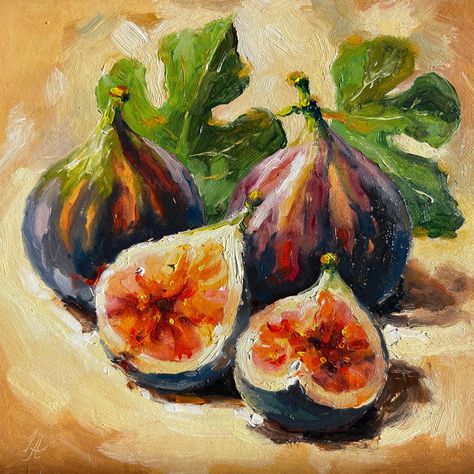 Fig Fruit Oil Painting Original Art Still Life Painting Kitchen Wall Art Impasto Artwork Food Oil Painting Gift 6'' x 6'' Abstract Fruit Painting, Fig Painting, Food Oil Painting, Dimensional Painting, Impasto Artwork, Food Tree, Fruit Oil Painting, Fig Fruit, Art Still Life