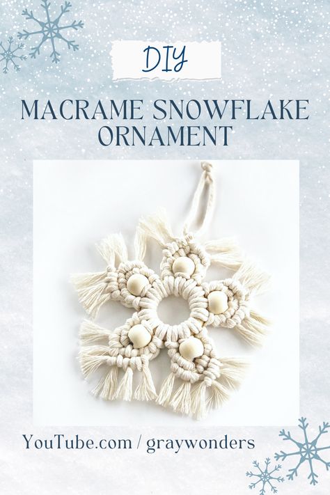 #christmasdecor #holidaygiftguide #diyornaments #diychristmasideas #diyholidaydecor #christmascraftsdiy #diygiftideas #handmade #christmasornaments #macrame #macrameornaments #snowflakes #macramesnowflake Macrame Snowflakes Diy Easy, Macrame Christmas Snowflake, Snowman Macrame, Snowflake Macrame, Macrame Xmas Ornaments, Macrame Snowflake Ornaments, Macrame Snowflake Tutorial, Macrame Tree Ornament, Macrame Ornament Tutorial