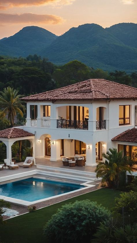 Discover stunning Spanish villa home ideas with this comprehensive blog post Explore exquisite interior and exterior floor plans exterior boxburg decor small boxburg exterior mansion kitchen aesthetic layout exterior colors and bedroom inspirations Elevate your home decor with the perfect blend of Spanish charm and modern elegance Small Villa Design House Plans, 80s Mansion Exterior, Spanish Mansion Exterior, Mansion Kitchen Aesthetic, Modern Spanish Style Homes Exterior, Spanish Farmhouse Exterior, Spain Houses, Exterior Mansion, Modern Spanish Farmhouse