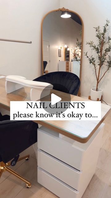 S K Y L E R | licensed nail tech + esthetician on Instagram: "nail clients 📣
•
I hope you feel comfy in my chair - vibes, energy, complementary drinks + snacks, and good conversations or silent ones too! 
let us treat you like the QUEENS that you are 👑

xoxo, your nail tech
•
•
#iowanails #nails #nailtech #nailartist #nailtechlife #nailart #naildesign #utahnails #utahnailcommunity #nailinspo #nailedit #nailsofinstagram" Nail Tech Uniform Ideas, Small Nail Salon Design Ideas, Nail Tech Studio, Nail Studio Ideas Small Spaces, Salon Design Ideas, Dream Salon, Tech Room, Nail Salon Design, The Queens