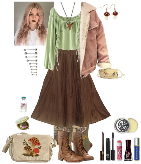 forest core (Billie) Outfit | ShopLook Cottagecore Dark, Forest Core, Mushroom Earrings, Boho Grunge, Outfit Maker, Outfit Shoplook, Elf, Polyvore Image, Outfit Ideas