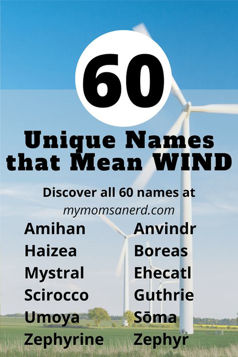 Breeze through these unique names that mean wind and discover even more on our blog! We're not putting wind in your sails, there are so many boy, girl, and unisex options. Names Meaning Wind, Names That Mean Wind, Names That Mean Air, Name Ideas Meaning, Wind Names, Nordic Names, Windy Girl, Last Name Meaning, Kingdom Names