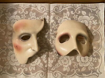 1988 vintage clay art R.U.G phantom of the opera ceramic handmade masks | eBay Clay Art Masks, Clay Masks Ceramics Faces, Paper Clay Mask, Air Dry Clay Mask, Ceramic Masks Ideas Faces, Nonfunctional Ceramics, Phantom Of The Opera Decor, Vintage Clay Art, Sculpting Clay Ideas