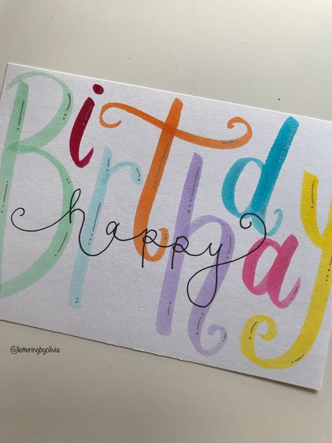 Birthday Card Send a customized birthday card with your own message, photos or#birthdayfonts #handdrawn #happybirthday #fontdesign #birthdaycelebration Calligraphy Birthday Card, Happy Birthday Doodles, Happy Birthday Calligraphy, Advance Happy Birthday, Happy Birthday Font, Happy Birthday Drawings, Colourful Birthday, Handmade Greeting Card Designs, Birthday Doodle