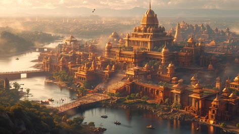 Midjourney Feed Kingdom Landscape, Not All Men, Music Orchestra, Indian City, Kingdom City, Ancient Indian Architecture, Daemon Targaryen, Ancient Kingdom, Peace Illustration