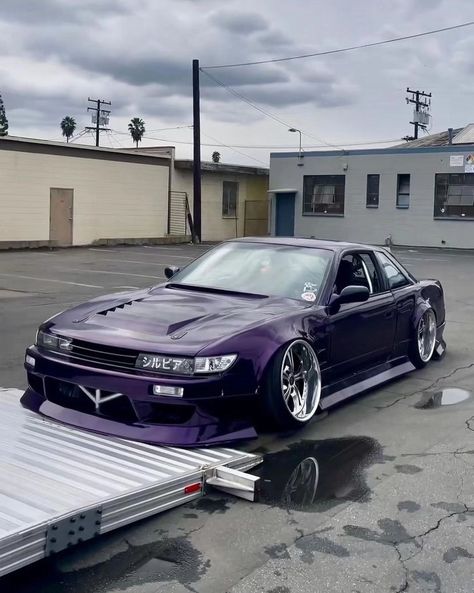 Modified Jdm Cars, 1990 Cars, Nissan 240sx S13, Jdm Stance, Silvia S13, Slammed Cars, Stanced Cars, Purple Car, Stance Cars