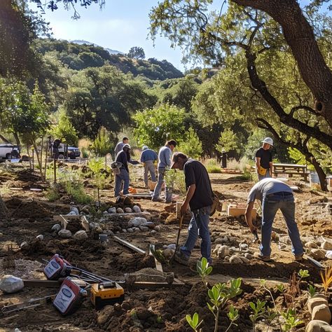 Community Gardening Effort: Volunteers engaged in a local community gardening project, working together to beautify a natural area. #volunteers #gardening #community #nature #teamwork #aiart #aiphoto #stockcake ⬇️ Download and 📝 Prompt 👉 https://stockcake.com/i/community-gardening-effort_808607_323987 Community Outreach Aesthetic, Helping Environment, Community Service Aesthetic, Volunteering Aesthetic, Community Aesthetic, Job Manifestation, Farming Community, Giving Back To The Community, 2025 Goals