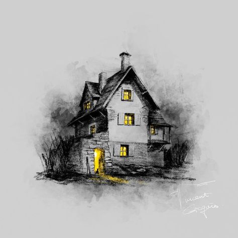 Vincent Croquis on Instagram: "Sketching of an old house  . . .  #architectsdiary #drawing #sketching #sketchbook #sketch_daily #speeddrawing #architectural #diary #sketch #architecture #architect #draft #croquis #house" Abandoned House Illustration, Old Building Drawing, Old Sketches, Old House Sketch, Furniture Drawing, Old House Drawing, House Drawing Sketches, Dark Academia Sketches, Cottage Drawing