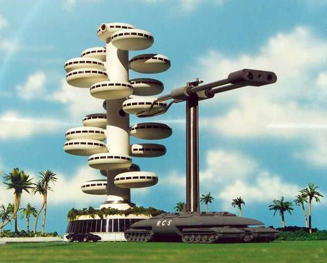 Absolutely Prefab: Prefab for an Atompunk world | A Steampunk Opera (The Dolls Of New Albion) Future City, Fresco, Futurism, Future Architecture, Sci Fi Models, Economic Systems, 3d Printing Technology, New Earth, Urban Living