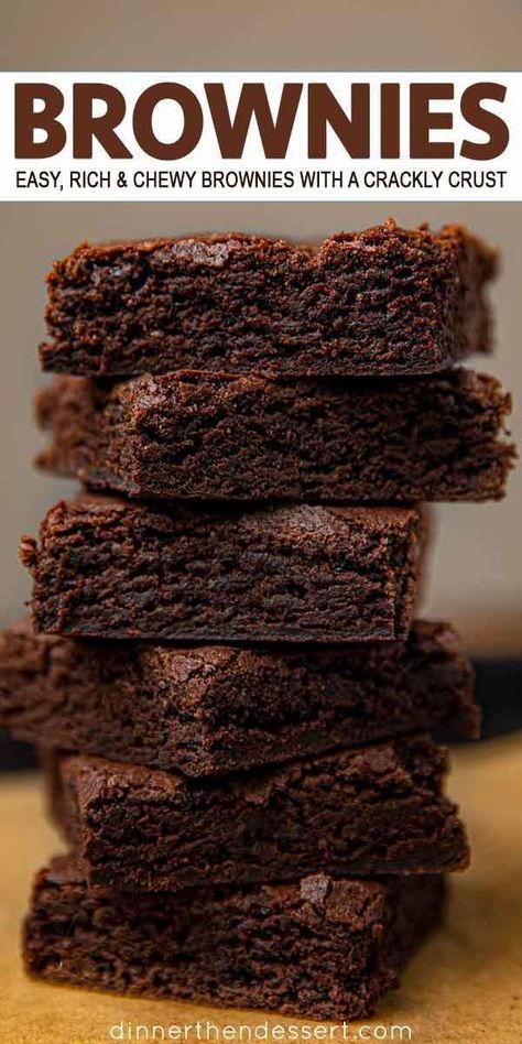 Easy Cocoa Powder Brownies, Brownies From Scratch With Cocoa Powder, Brownie Recipes Without Chocolate Chips, Pantry Brownies, Chewy Brownies From Scratch, Pastry Picture, Easy Brownies From Scratch, Cacao Brownies, Easy Chocolate Brownies