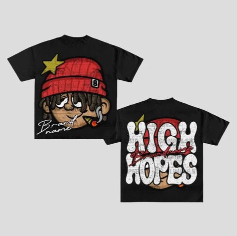 High Hopes T-Shirt - Oversized Graphic Tee - true-deals-club Street Wear Tshirt Design Graphic Tees, Graphic Design Clothing, Baggy Outfits, Red Graphic Tee, Y2k Graphic Tees, Roblox Clothes, Designer Shirts For Men, Brand Ideas, Body Acne