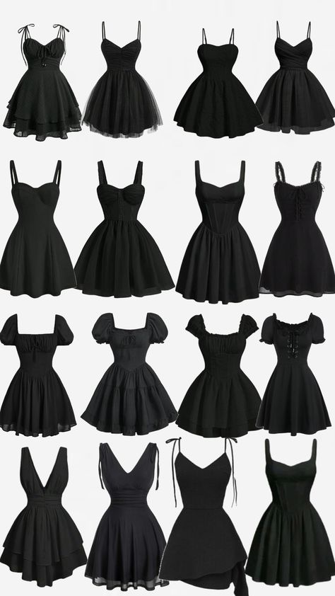 #dresses Cute Black Dresses Classy, Party Outfit Night Classy, Shein Black Dress, Black Mini Dresses, Mini Dress Design, Dress Outfit Casual, Casual Classy Outfits, Black Dress Accessories, Sundress Black