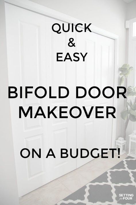 Quick and easy bifold door makeover on a budget! #quick #easy #diy #project #makeover #bifold #door #closet #entryway #ideas Bifold Door Makeover, Family Home Interior, Bifold Doors Makeover, Replacing Cabinets, Laundry Doors, Easy Home Improvement Projects, Closet Door Makeover, Entryway Closet, Bifold Door