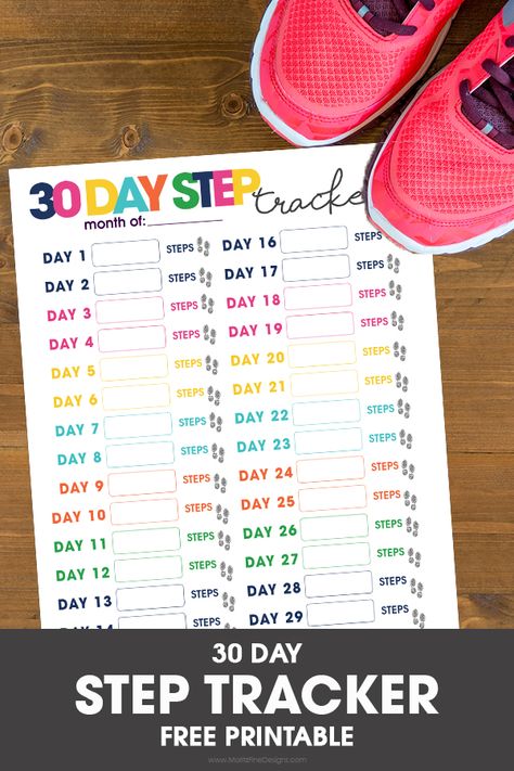 Did you make New Year's goals to get your body moving? Use the 30 Day Step Tracker to get moving! Track your daily steps with this free printable. #fitnesschallenge #fitnessmotivation #workoutplan #freeprintable #exerciseideas #steptracker 30 Day Step Challenge, Free Printable Exercise Log, Step Challenge Ideas, Walking Log Printable, Free Printable Step Tracker, 30 Day Walking Challenge Printable, Daily Steps Tracker, Free Printable Workout Sheets, Step Challenge Workplace