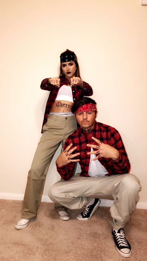 Chola Costume, Cholo Couple, Chola Outfit, Mexican Halloween Costume, Gangster Halloween Costumes, Chica Chola, 90s Halloween Costumes, Halloween Parejas, Estilo Cholo