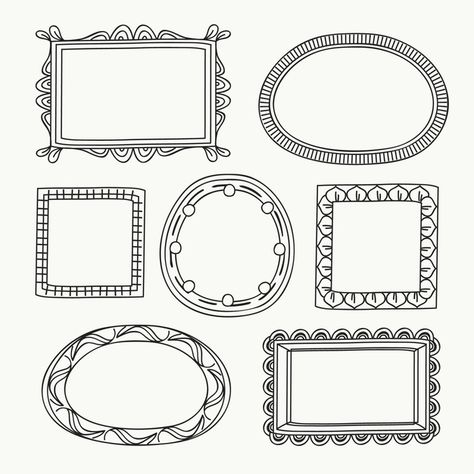 Picture Frame Illustration Drawings, Uređenje Učionice, Photo Frame Illustration, Picture Frame Illustration, Frame Sketch, Frame Doodle, Picture Frame Drawing, Wedding Badges, Frame Ornament