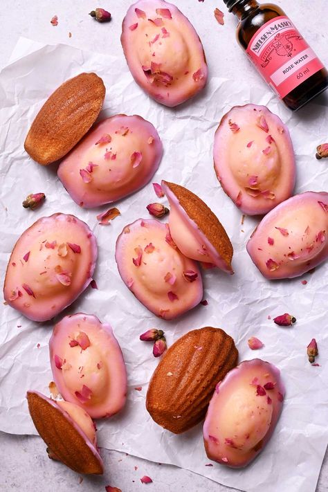 Rose Madeleines - Jaja Bakes Madeleine Flavors, Rose Madeleines, Classic Madeleine Recipe, Bakery Owner, Madeline Cookies, Cake Flour Substitute, Madeleine Recipe, Madeleine Cookie, Rose Flavored