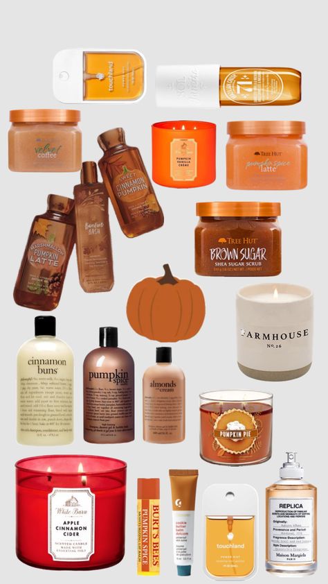 #fall Fall Products Aesthetic, Autumn Scents Perfume, Fall Shower Products, Fall Body Care Routine, Vanilla Fall Aesthetic, Autumn Body Care, How To Smell Like Pumpkin, Cute Fall Gifts For Friends, Fall Body Wash