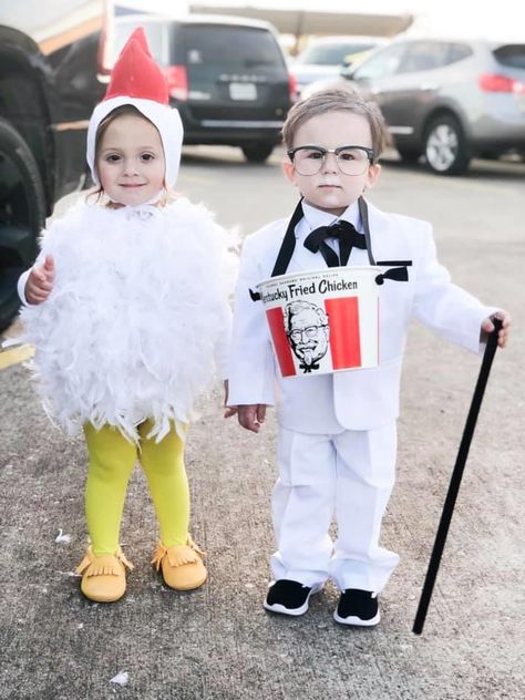 Chicken And Egg Costume, Kfc And Chicken Halloween Costume, Kfc Halloween Costume, Kfc Costume, Chicken Costume Diy, Waffle Costume, Halloween Costume Contest Winners, Costume Contest Winner, Egg Costume