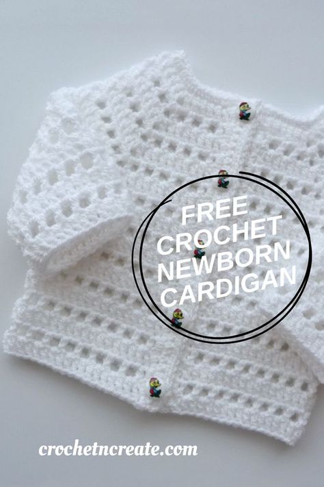 Free crochet newborn cardigan pattern. #crochetbabycoat #crochetbabysweater #crochetbabycardigan #crochetforbaby Crochet Preemie Patterns Free, Crochet Baby Free Pattern, Newborn Crochet Patterns Free, Baby Cardigan Crochet, Crochet Baby Cardigan Free Pattern, Newborn Cardigan, Baby Cardigan Pattern Crochet, Crochet Patterns Baby Boy, Bebe Clothing