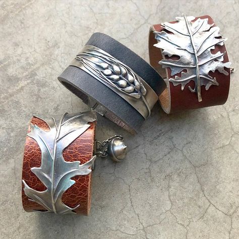 Nature Inspired Jewelry Sterling Silver, Hollow Form, Art Retreats, School Jewelry, Nature Inspired Jewelry, Leather Bracelets, Silver Work, Jewelry Sterling Silver, Fall Jewelry