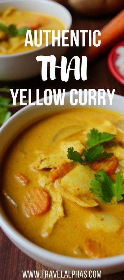 Making this authentic Thai yellow curry recipe is like taking a trip to Thailand, but without the jet lag and the expensive plane ticket. This Thai yellow curry is creamy, spicy, and healthy. And if you don't have all the ingredients, don't worry! This recipe is very versatile, so you can add in whatever vegetables and proteins you have on hand. Seriously, this stuff is the real deal. It's authentic, absolutely delicious & now that you've seen this recipe, it's something you can't live witho Thai Yellow Curry Recipe, Thai Yellow Chicken Curry, Yellow Curry Chicken, Yellow Curry Recipe, Thai Mad, Yellow Chicken Curry, Curry Chicken Recipe, Thai Yellow Curry, Yellow Curry