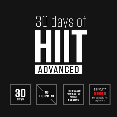 30 Days of HIIT Advanced Free Workout Programs, Hiit Workouts For Beginners, Fitness Challenges, Fitness Programs, Motivation Exercise, Hiit Workouts, Free Workout, Fitness Community, Exercise Tips