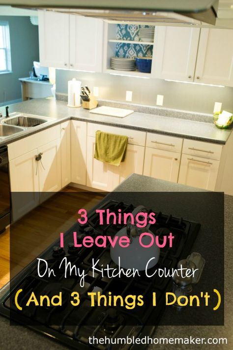 3 Things I Leave Out on My Kitchen Counters (And 3 Things I Don't) - The Humbled Homemaker Kitchen Worktop, Organisation, Clear Kitchen Counters, Jar Shelves, Emotional Burden, Uncluttered Kitchen, Kitchen Jar, Zsazsa Bellagio, Kitchen Clutter