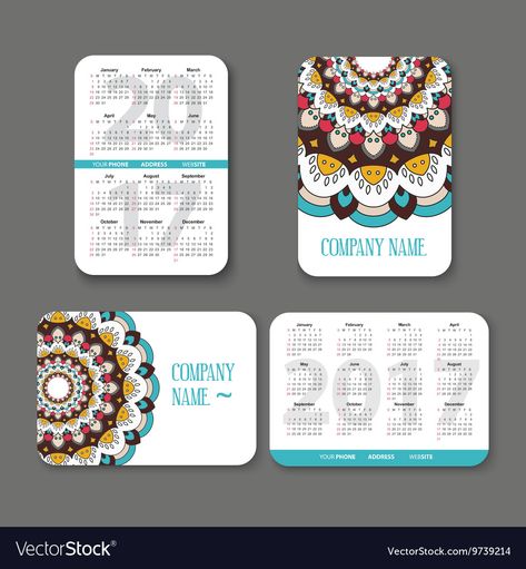 Baby Elephant Cartoon, Elephant Cartoon, Calendar 2017, Colorful Mandala, Pocket Calendar, Mandala Vector, Calendar Pages, Calendar Design, Mandala Coloring