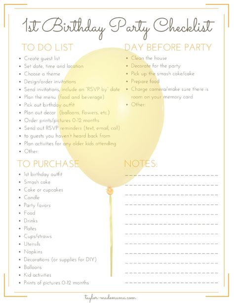 Party Planning Checklist Printable, Birthday Party Planning Checklist, Gift List Printable, Birthday Party Checklist, Party Planning Guide, Party Planning Checklist, Simple Birthday Party, Party Checklist, Birthday Invitations Diy