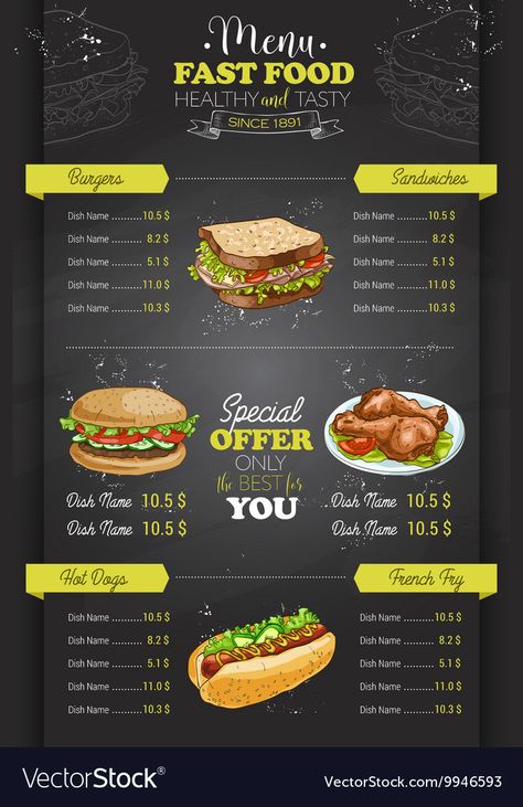 Fast Food Menu Design, Cocktail Menu Design, Food Court Design, Blackboard Background, Street Food Design, Food Doctor, Menu Card Design, Menue Design, Burger Menu