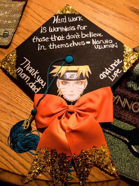 Anime Graduation, Naruto Party Ideas, Graduation Hat Designs, Graduation Drawing, Funny Graduation Caps, College Grad Cap Ideas, Graduation Cap Decoration Diy, Cap Graduation, High School Graduation Cap