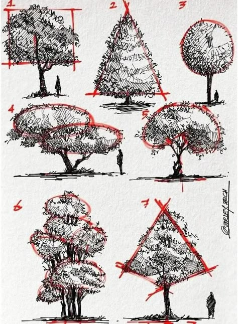 How To Draw Trees Pencil, How To Draw Trees, Draw A Tree, Draw Trees, Landscape Design Drawings, Nature Art Drawings, Tree Sketches, Seni Dan Kraf, Landscape Sketch