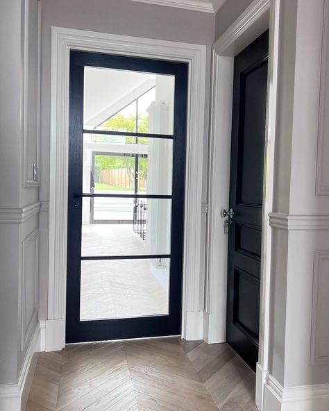 Internal Kitchen Door, Crital Interior Doors, Glass Door Hallway, Internal Glass Doors Hallways, Glass Panel Above Internal Door, Internal Crittal Doors, Crittal Internal Door, Glass Internal Doors, Internal Black Framed Doors