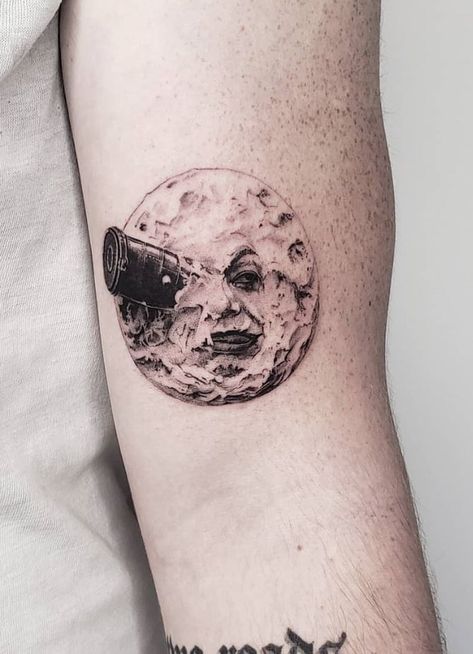 I want it on my left wrist To The Moon Tattoo, Film Tattoo, The Moon Tattoo, A Trip To The Moon, Harry Tattoos, Abstract Tattoo Designs, Moon Tattoos, Boho Tattoos, Movie Tattoo