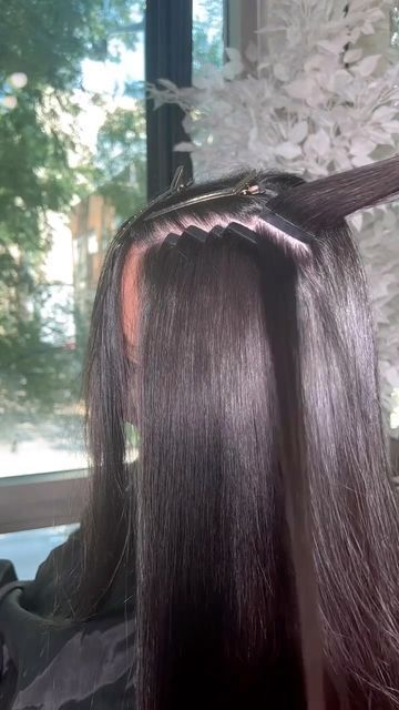 Extension Styles For Black Women, 30 Inch Tape In Extensions, Hair Extension Black Woman, Tape In Extension Hairstyles, Black Tape In Hair Extensions, 16 Inch Tape In Hair Extensions, Tape Ins Hair Styles, Tapeins Hair Extensions Styles, Tape In Placement Extensions