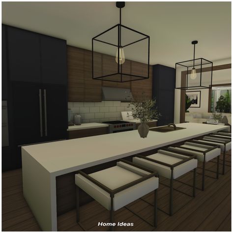 Kitchen Blocksburg, Modern House Kitchen Bloxburg, Bloxburg House Interior Kitchen, Bloxburg Kitchens Ideas, Bloxburg House Interior Ideas Kitchen, Bloxburg House Ideas Interior Kitchen Modern, Mansion Kitchen Bloxburg, Realistic Modern Kitchen Bloxburg, Sleek Modern Bloxburg House