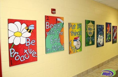 leader in me school hallways | Leader in Me Hallway Murals | school White Hallways, Counseling Room, School Encouragement, Habit 1, Student Leadership, School Hallways, Seven Habits, School Murals, School Leadership