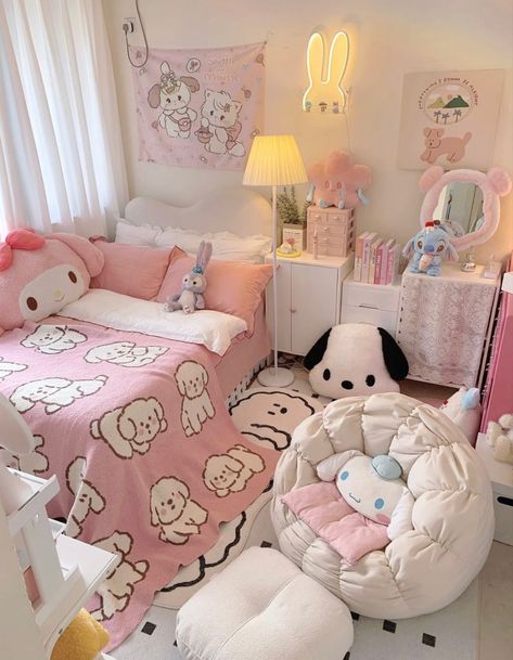 Sanrio Bedroom, Sanrio Room, Kawaii Bedroom, Hello Kitty Rooms, Cute Bedroom Ideas, Pinterest Room Decor, Girly Room, Cute Bedroom Decor, Cute Room Ideas