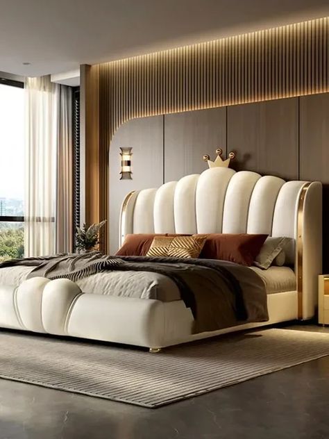 Letto estetico modulare nordico King Size economico carino moderno letto matrimoniale matrimoniale Camas in ecopelle bianca mobili camera da letto matrimoniale - AliExpress Aesthetic Double Bed, Modern Queen Bed Frame, Modern Queen Bed, Leather Bedroom, Bed King Size, Curved Bed, Nordic Aesthetic, Bed Luxury, Bed Headboard Design