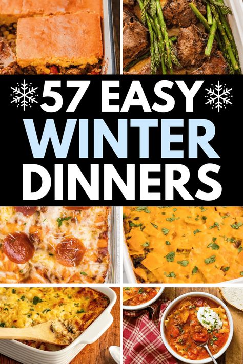 Easy dinner recipes for winter! Cold weather easy winter recipes dinner, quick and easy winter dinner recipes families, quick winter meals easy dinners, winter family dinner ideas, dinner recipes for family winter, sunday dinner ideas winter, easy winter dinner recipes healthy, quick easy winter dinner ideas, easy winter crockpot meals dinners, hearty winter meals cold weather, easy dinner winter recipes, winter food ideas dinner, cozy winter meals easy recipes, winter supper ideas easy dinners. Cool Weather Meals Dinners, Crockpot Cold Weather Recipes, Winter Dinners Family, Winter Family Meals Easy Recipes, Dinner For Winter Nights, Winter Family Recipes, Winter Time Dinner Ideas, Winter Warming Recipes, Cold Weather Meals Comfort Foods