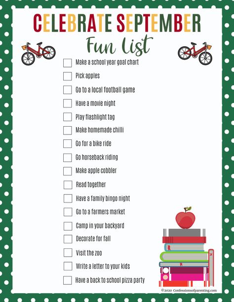 Organisation, September Family Bucket List, September Family Activities, September Bucket List Ideas, Fun Things To Do In September, Back To School Bucket List, September Bucket List For Kids, September To Do List, September Bucket List