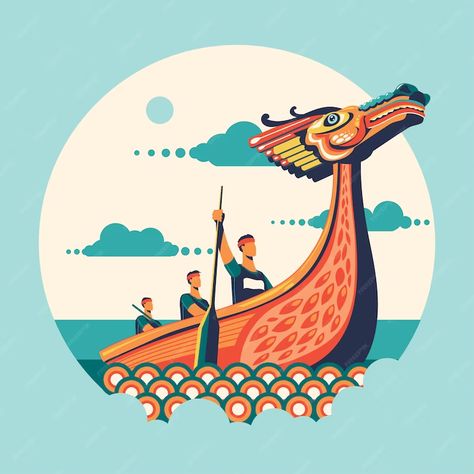 Premium Vector | Chinese dragon boat festival vector illustration Chinese Dragon Boat Festival, Boat Illustration, Lottery Tips, Kawaii Background, Cartoon Dragon, Dragon Boat Festival, Dragon Boat, Free Art Prints, Boat Race