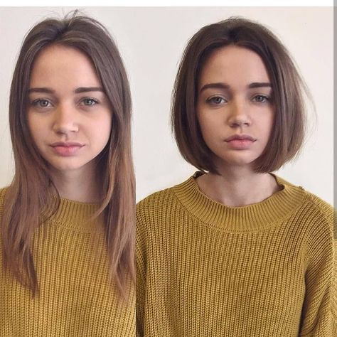 Before/After Short Hairstyles Before And After Haircut, Rambut Brunette, Popular Short Hairstyles, How To Cut Your Own Hair, Long To Short Hair, Nice Hair, Local Honey, Ombré Hair, Super Long Hair